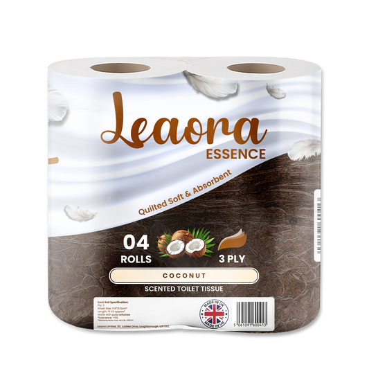 Leaora Essence Coconut 3 Ply Toilet Rolls – 80 Rolls (Pack of 4 x 20)