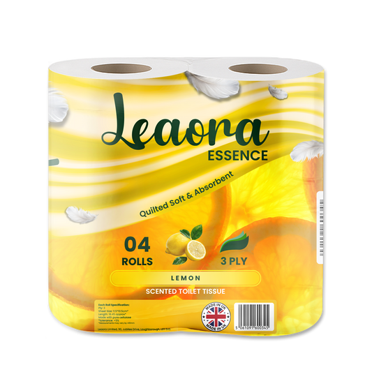 Leaora Essence Lemon 3 Ply Toilet Rolls – 120 Rolls (Pack of 4 x 30)