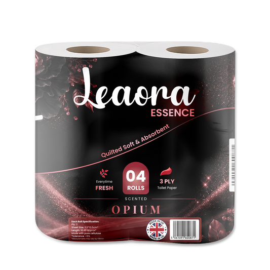 Leaora Essence Black Opium 3 Ply Toilet Rolls – 80 Rolls (Pack of 4 x 20)