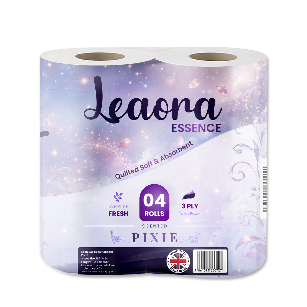 Leaora Essence Snow Angel 3 Ply Toilet Rolls – 40 Rolls (Pack of 4 x 10)