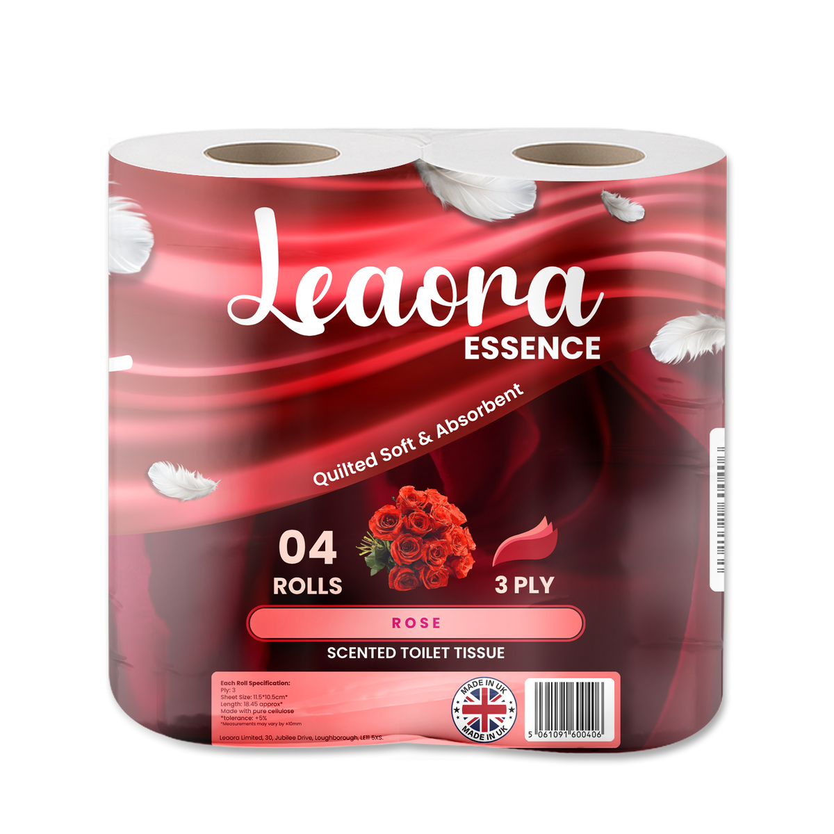 Leaora Essence Rose 3 Ply Toilet Rolls – 120 Rolls (Pack of 4 x 30)