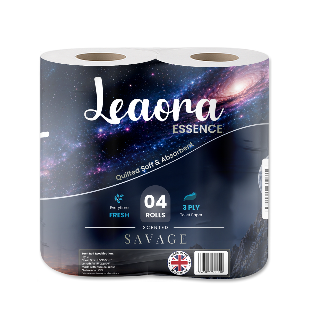 Leaora Essence Savage 3 Ply Toilet Rolls – 40 Rolls (Pack of 4 x 10)