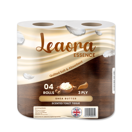 Leaora Essence Shea Butter 3 Ply Toilet Rolls – 80 Rolls (Pack of 4 x 20)