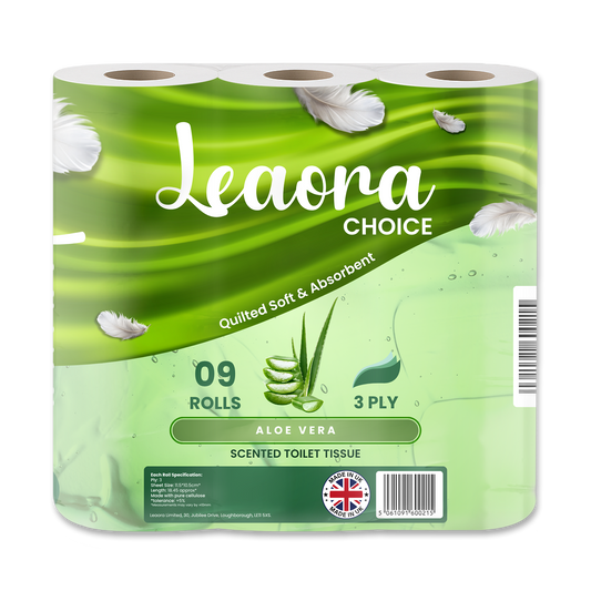 Leaora Choice Aloe Vera 3 Ply Toilet Rolls – 45 Rolls (Pack of 9 x 5)