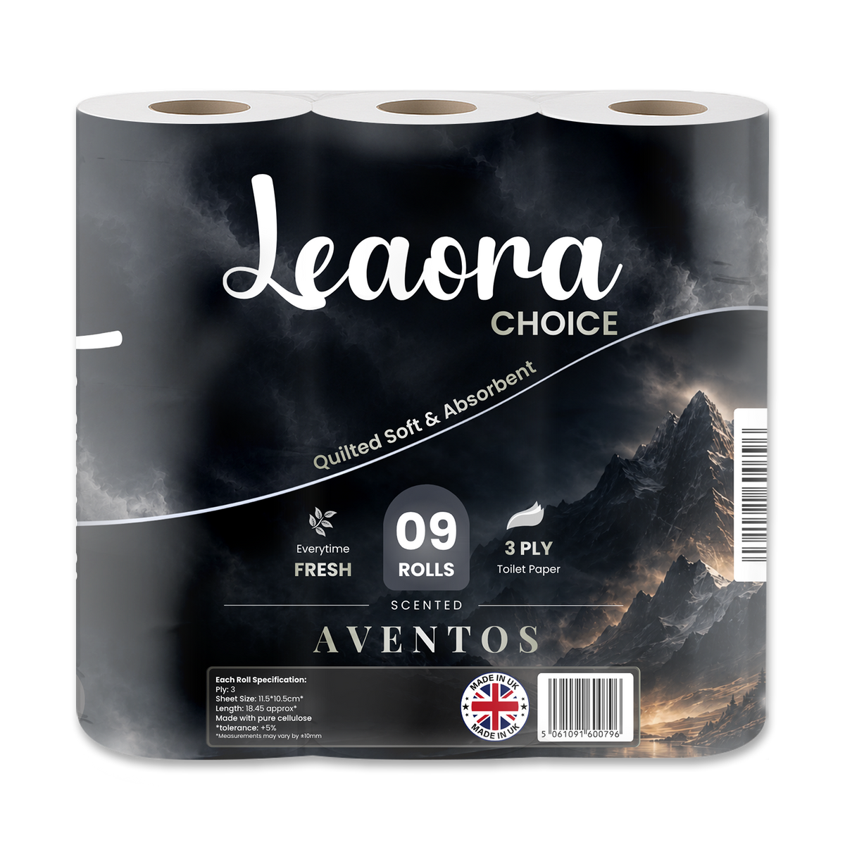 Leaora Choice Creed Aventus 3 Ply Toilet Rolls – 45 Rolls (Pack of 9 x 5)