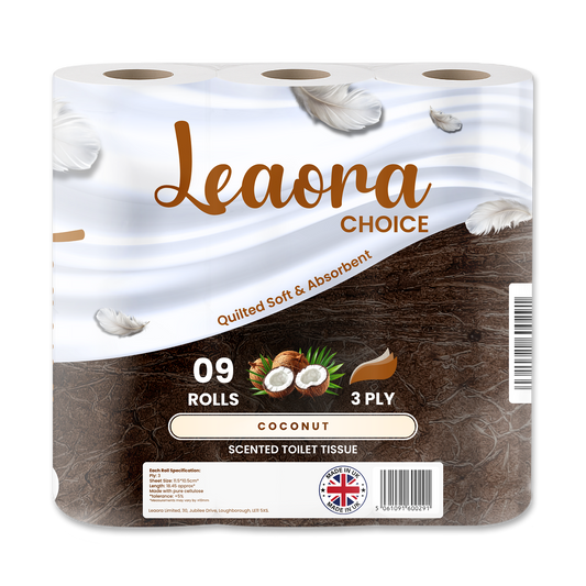 Leaora Choice Coconut 3 Ply Toilet Rolls – 9 Rolls (Pack of 9 x 1)