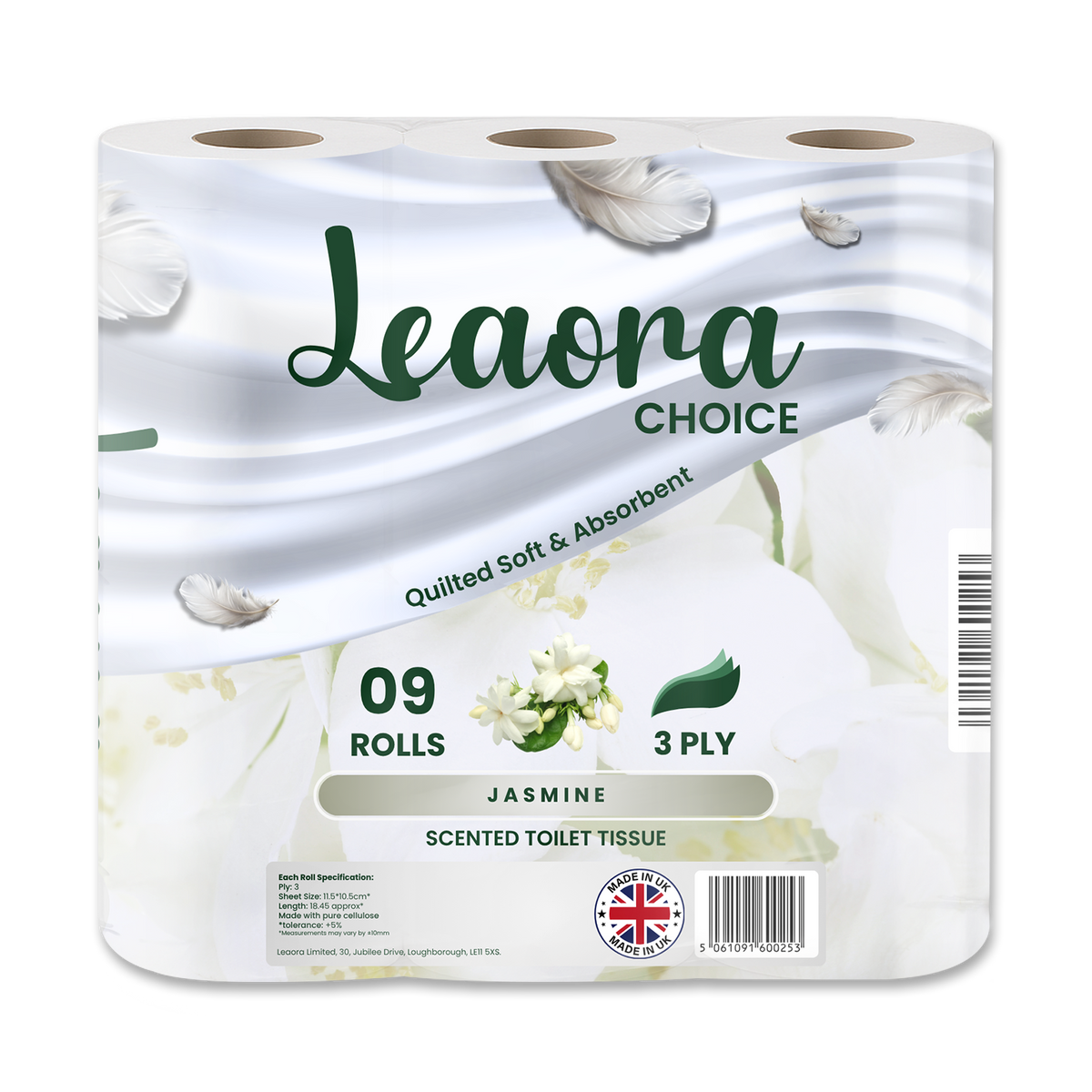 Leaora Choice Jasmine 3 Ply Toilet Rolls – 36 Rolls (Pack of 9 x 4)