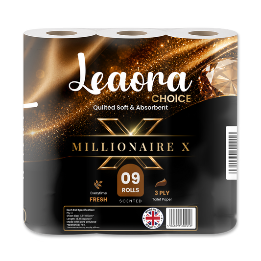 Leaora Choice Lady Million 3 Ply Toilet Rolls – 36 Rolls (Pack of 9 x 4)