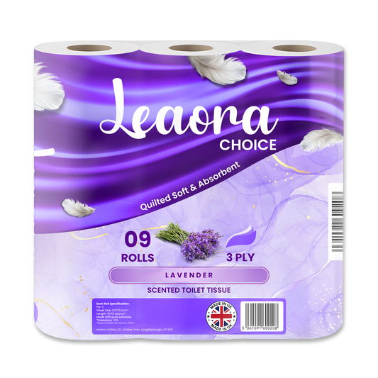 Leaora Choice Lavender 3 Ply Toilet Rolls – 72 Rolls (Pack of 9 x 8)