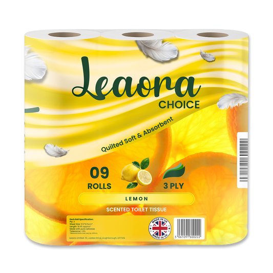 Leaora Choice Lemon 3 Ply Toilet Rolls – 36 Rolls (Pack of 9 x 4)