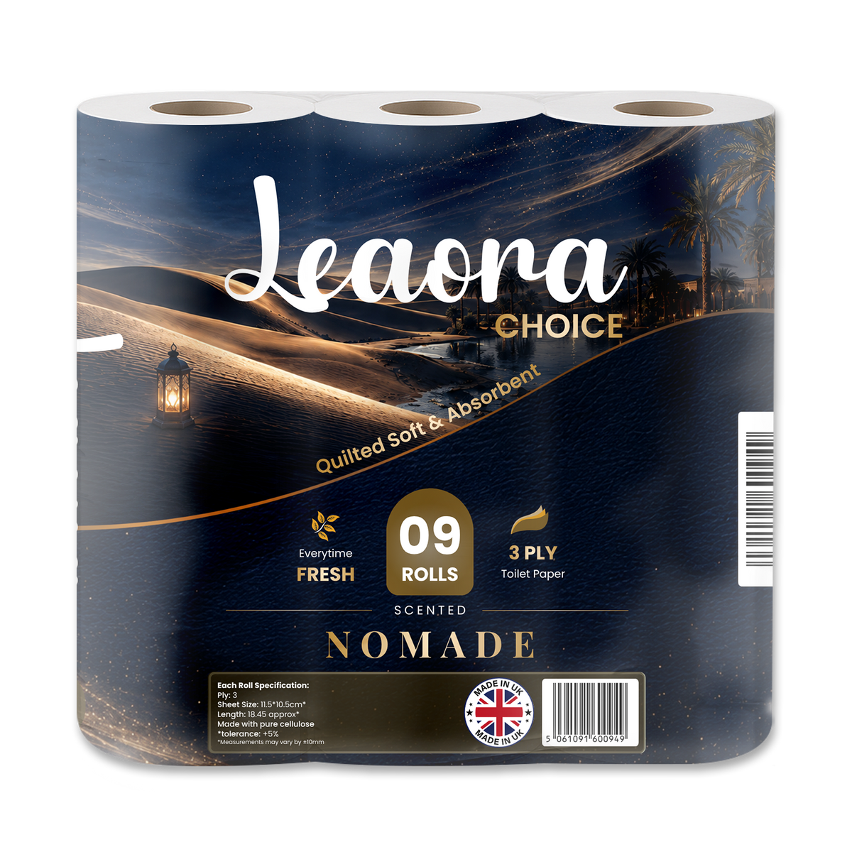 Leaora Choice Ombre Nomade 3 Ply Toilet Rolls – 9 Rolls (Pack of 9 x 1)