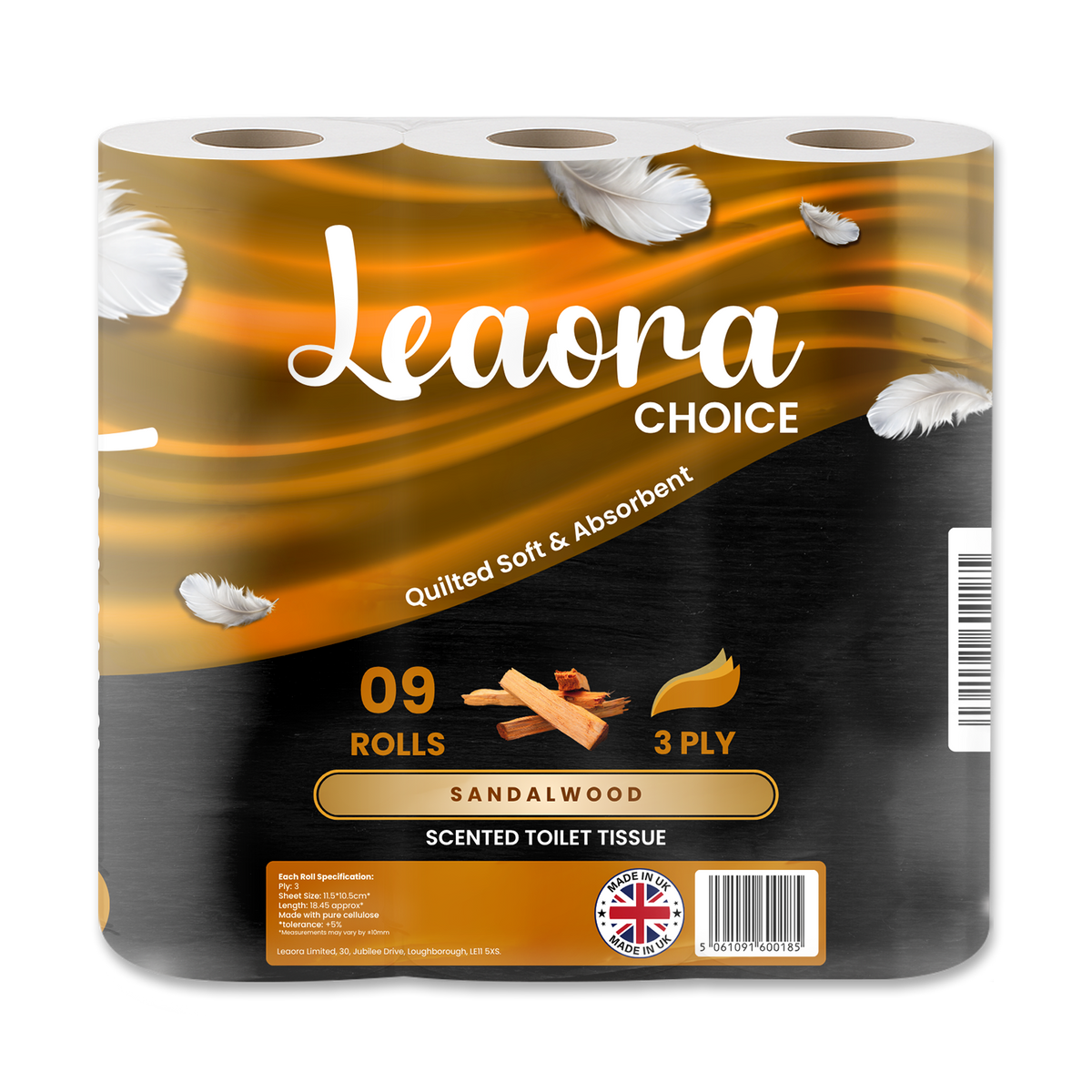 Leaora Choice Sandalwood 3 Ply Toilet Rolls – 36 Rolls (Pack of 9 x 4)