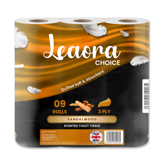 Leaora Choice Sandalwood 3 Ply Toilet Rolls – 45 Rolls (Pack of 9 x 5)