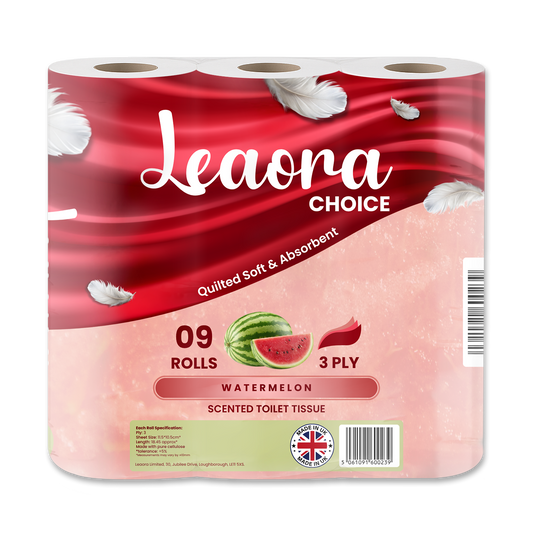 Leaora Choice Watermelon 3 Ply Toilet Rolls – 72 Rolls (Pack of 9 x 8)