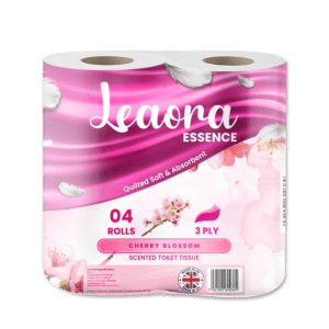 Leaora Essence Cherry Blossom 3 Ply Toilet Tissue Rolls Scented Quilted Luxury Tissue Rolls