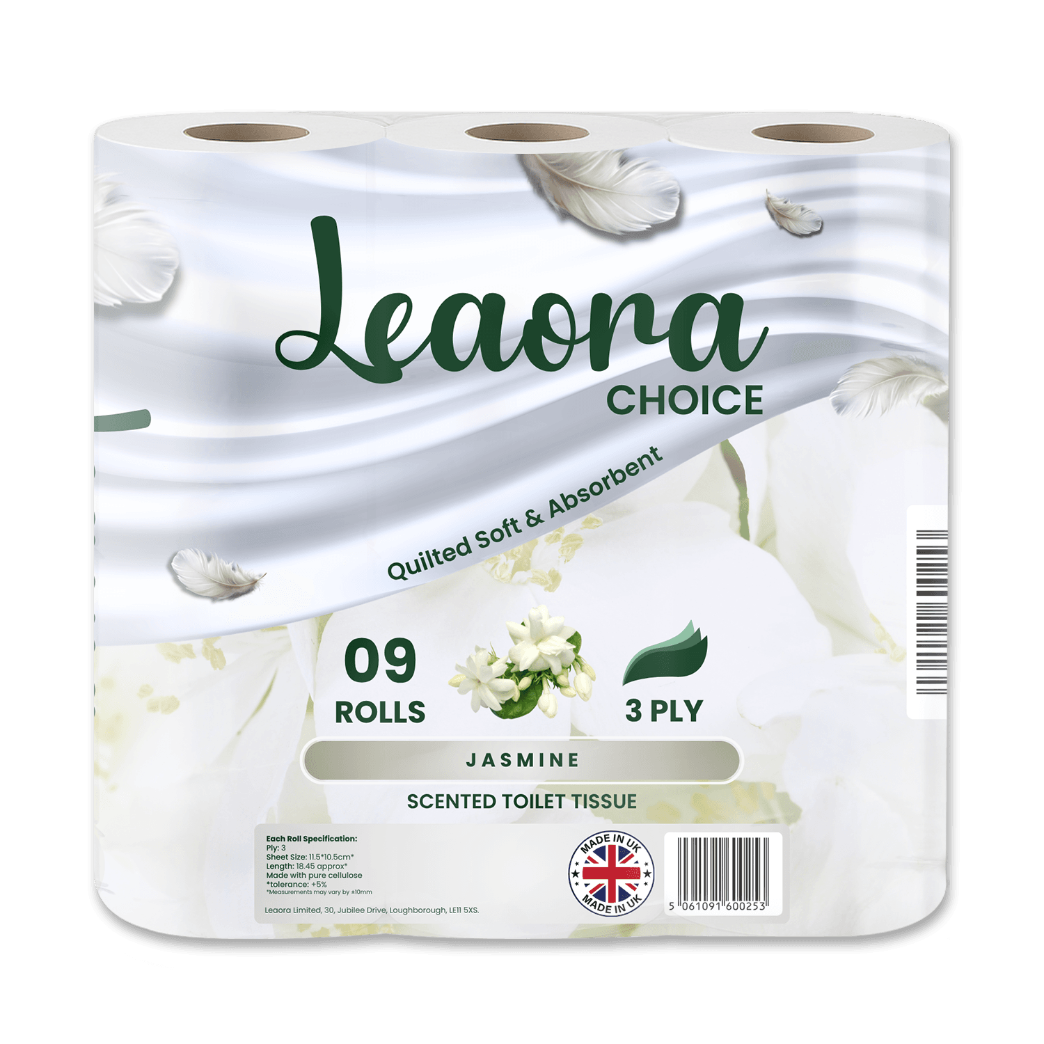 Leaora Choice Jasmine 3 Ply Toilet Tissue Rolls Scented Quilted Luxury Tissue Rolls
